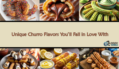unique churro flavours rainbow sprinkle churros, nuetella flavour, green tea matcha churros,smore churros lemon zest churros with lemon sauce, pumpkin spice churros,red velvet churros,