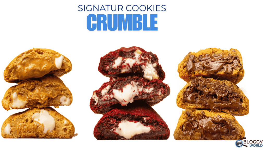 crumble pakistan menu also have signature cookies their signature flavours are red velvet, lotus lava, double chocolate
