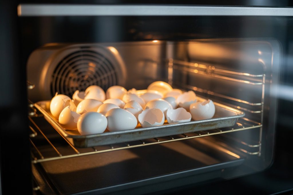 dry egg shells in oven to make free calcium powder at home